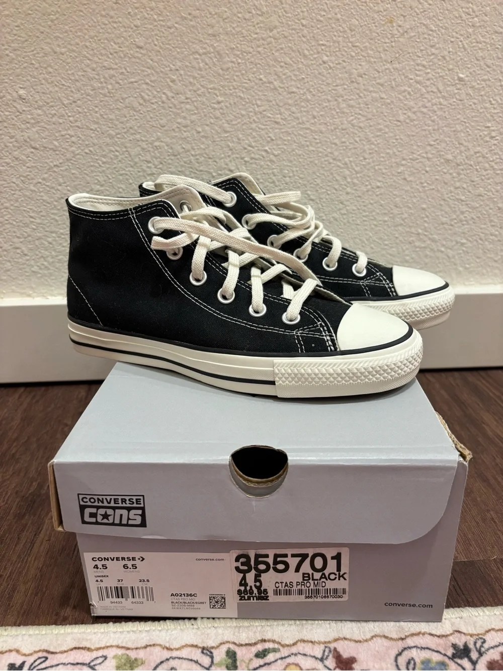 Converse Kids Black & White High Top Sneakers